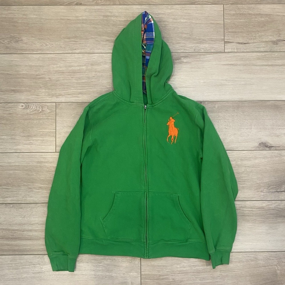 Polo Ralph Lauren Full Zip Big Pony Green Sweatshirt Women's Size Small Hoodie